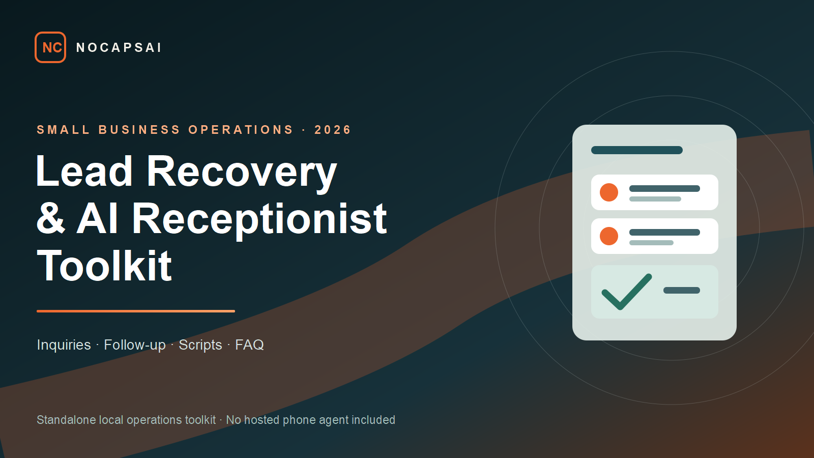 Small Business Lead Recovery and AI Receptionist Toolkit 2026 cover